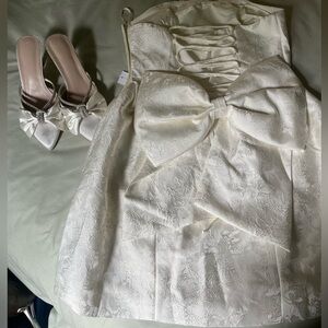 Eye Candy Strapless White Dress with Bow